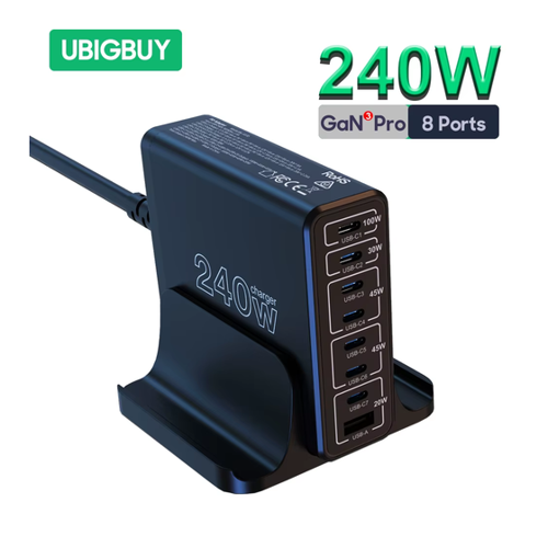Bild von Ubigbuy 240W GAN Desktop Ladegerät – Effizientes Laden für alle Geräte