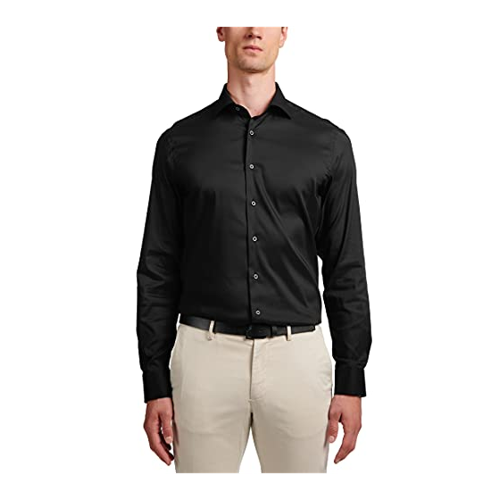 Bild von eterna langarm hemd slim fit performance shirt twill-stretch schwarz unifarben