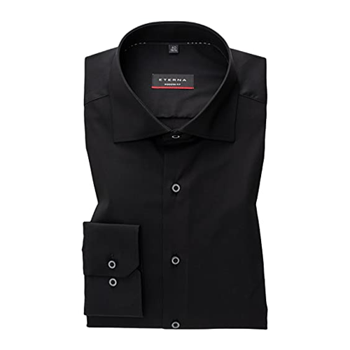 Bild von eterna langarm hemd modern fit performance shirt twill-stretch schwarz unifarben