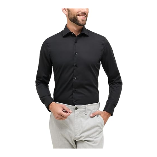 Bild von SLIM FIT Original Shirt in schwarz unifarben