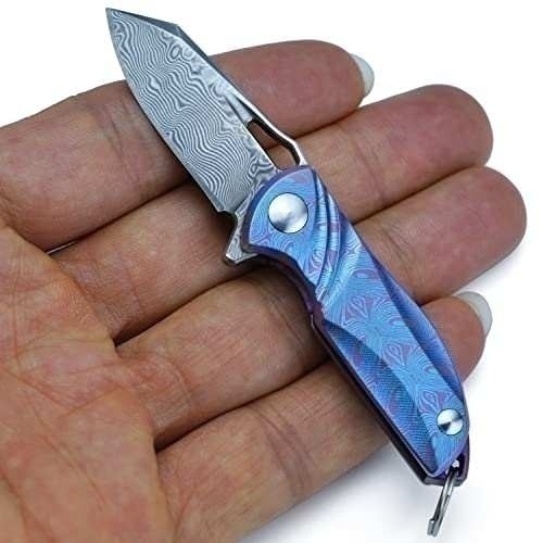 Bild von JPCRMOV Mini Damast Klappmesser - Das perfekte Outdoor Taschenmesser