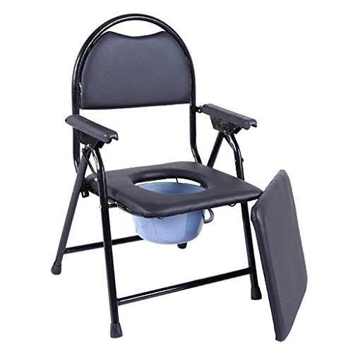 Bild von Klappbarer Nachtkommode-Stuhl, Deluxe-Nacht- Und Badezimmer-Stahl-Medizinische Kommode Über Toilettensitz Mit Toiletteneimer (Weiß)