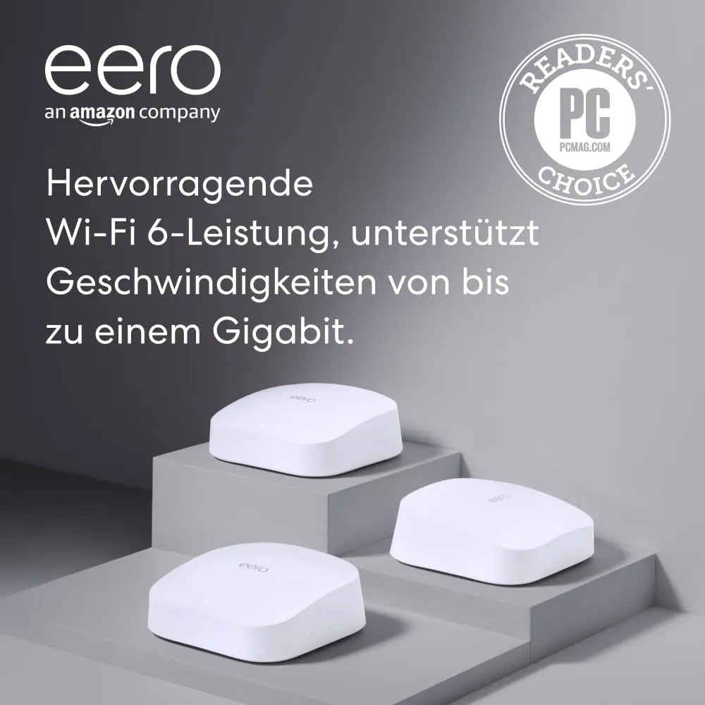 Bild von Amazon eero Pro 6 Tri-Band Mesh WiFi 6 System mit Zigbee Smart Home Hub im 3er Set