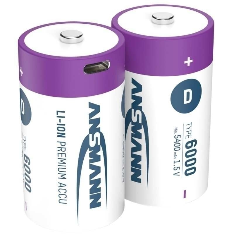 Bild von ANSMANN LR20 USB-C Mono D Akku Li-Ion 6000 mAh 1.5 V im 2er Pack