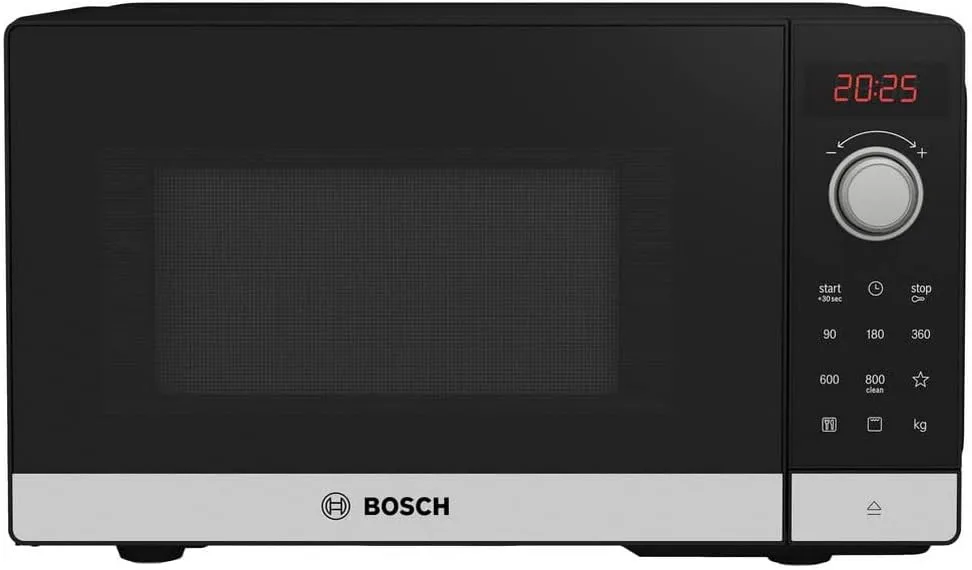 Bild von Bosch FEL023MS2 Mikrowelle mit 800 Watt und 8 Automatikprogrammen, Edelstahl, 26 x 44 cm, Türanschlag links