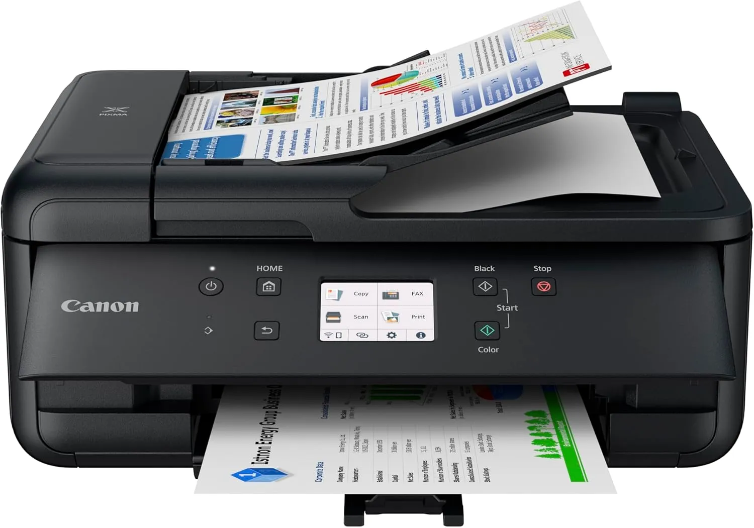 Bild von Canon PIXMA TR7650 Multifunktionsdrucker in Schwarz mit 4 Funktionen: Drucken, Scannen, Kopieren und Faxen, WLAN, LCD-Display und 4800 x 1200 DPI