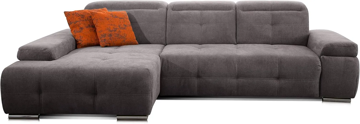 Bild von CAVADORE Mistrel Ecksofa mit XL Longchair links, verstellbaren Kopfteilen und Wellenunterfederung, Maße 273 x 77 x 173 cm, Farbe Kati Fango