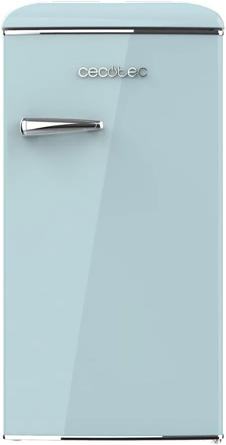Bild von Cecotec Bolero CoolMarket TT Origin 90 Mini Kühlschrank in Blau mit 90 Litern und ICEBOX, LED-Beleuchtung, Chromgriff und Flaschenöffner im Vintage-Stil