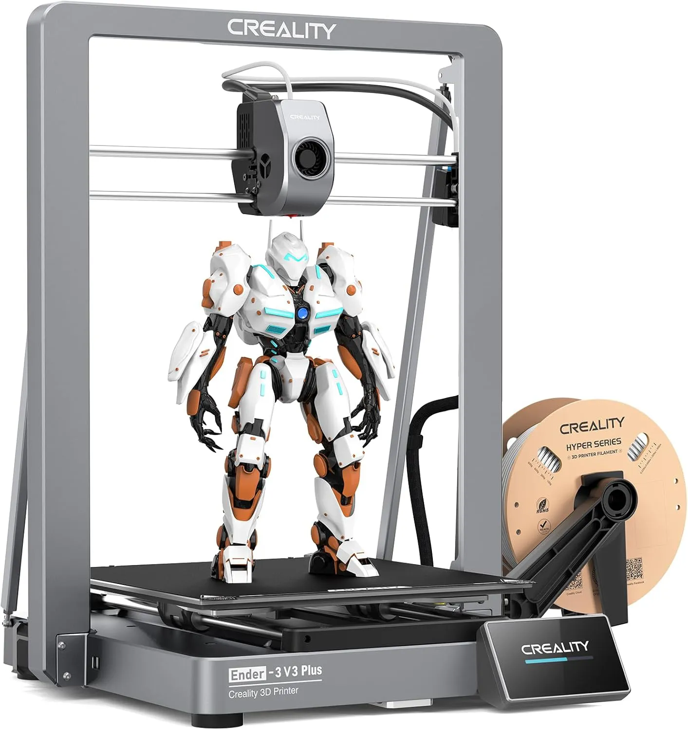 Bild von Creality Ender 3 V3 Plus 3D-Drucker mit Vollmetallgehäuse, 600 mm/s Geschwindigkeit und großer Druckgröße, ideal für Anfänger und Profis