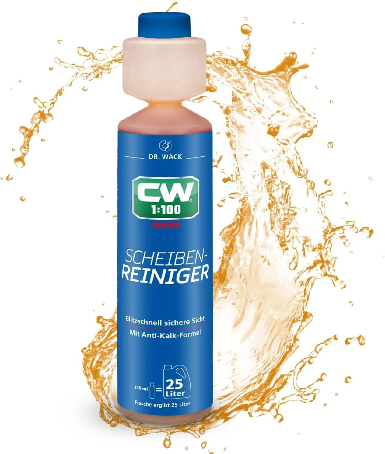 Bild von Dr. Wack CW1 Super Scheibenreiniger Konzentrat 250 ml mit Antikalk-Formel für Scheinwerfer- und Scheibenwaschanlagen, ergiebig für 25 Liter Flüssigkeit