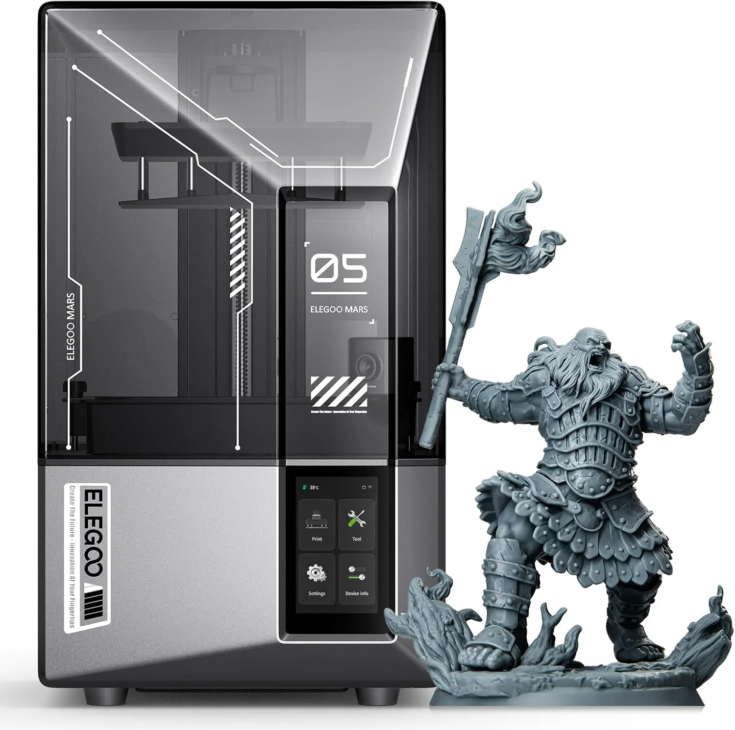 Bild von ELEGOO Mars 5 Ultra 9K 3D Drucker mit 150 mm/h Druckgeschwindigkeit, Auto-Leveling und WiFi-Datenübertragung, Druckvolumen 153,36 x 77,76 x 165 mm