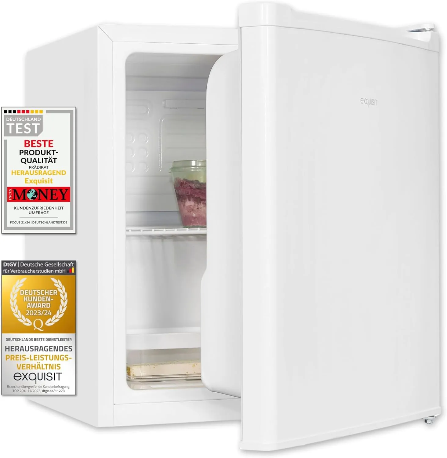 Bild von Exquisit KB505-V-040E Mini-Kühlschrank in Weiß mit 40 Litern Nutzinhalt, kompakt und platzsparend