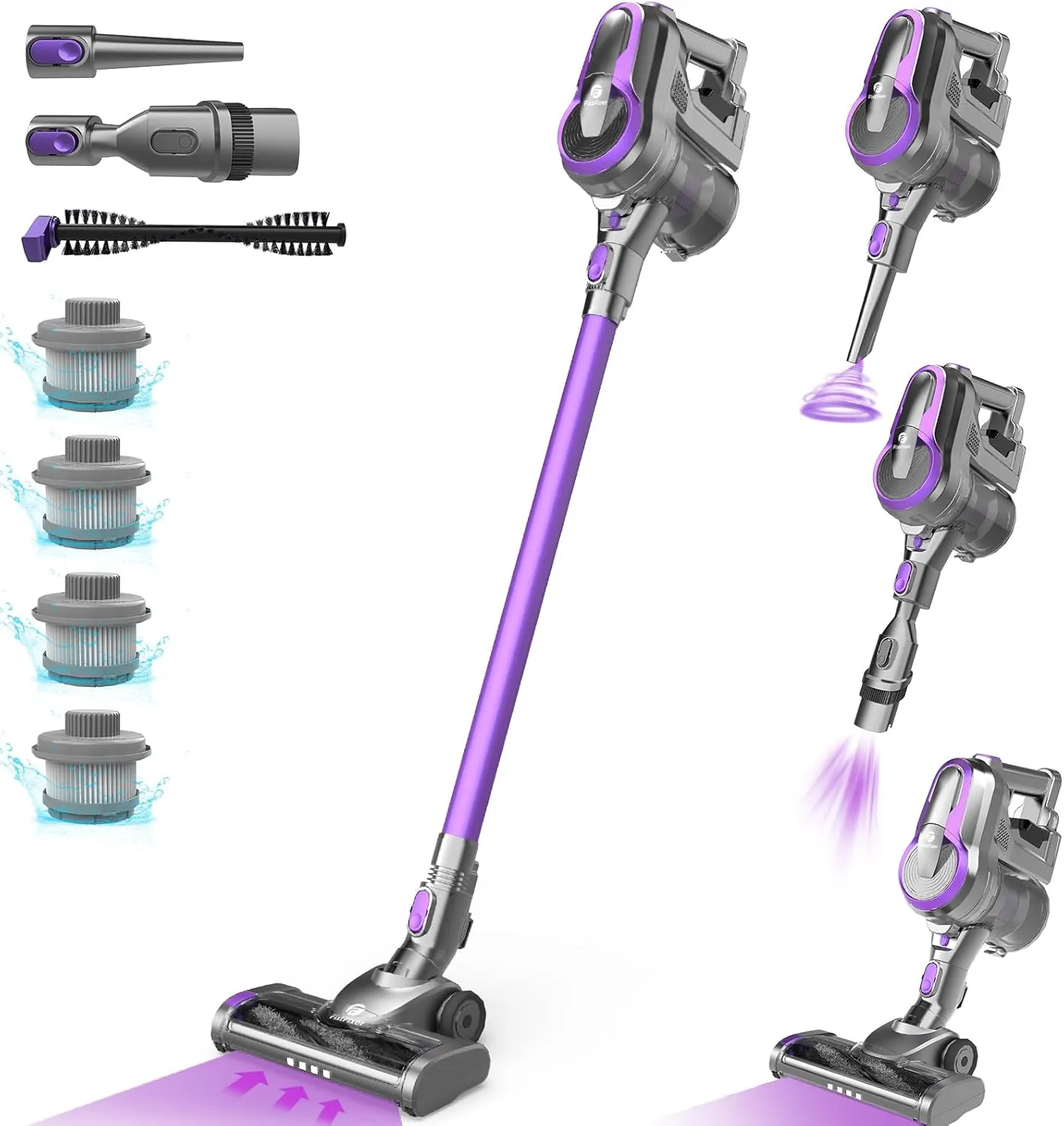Bild von FixtFixer Akku Staubsauger mit 250 Watt und 55 Minuten Laufzeit, kabellos, mit HEPA Filtern und LED Licht