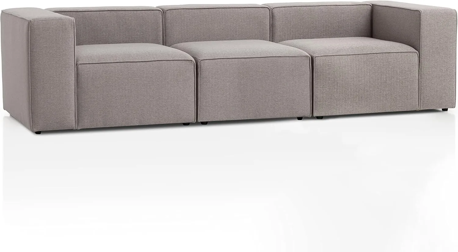 Bild von Genua Modular Sofa 3-Sitzer in Hellgrau mit individuell kombinierbaren Sitzelementen und Armteilen