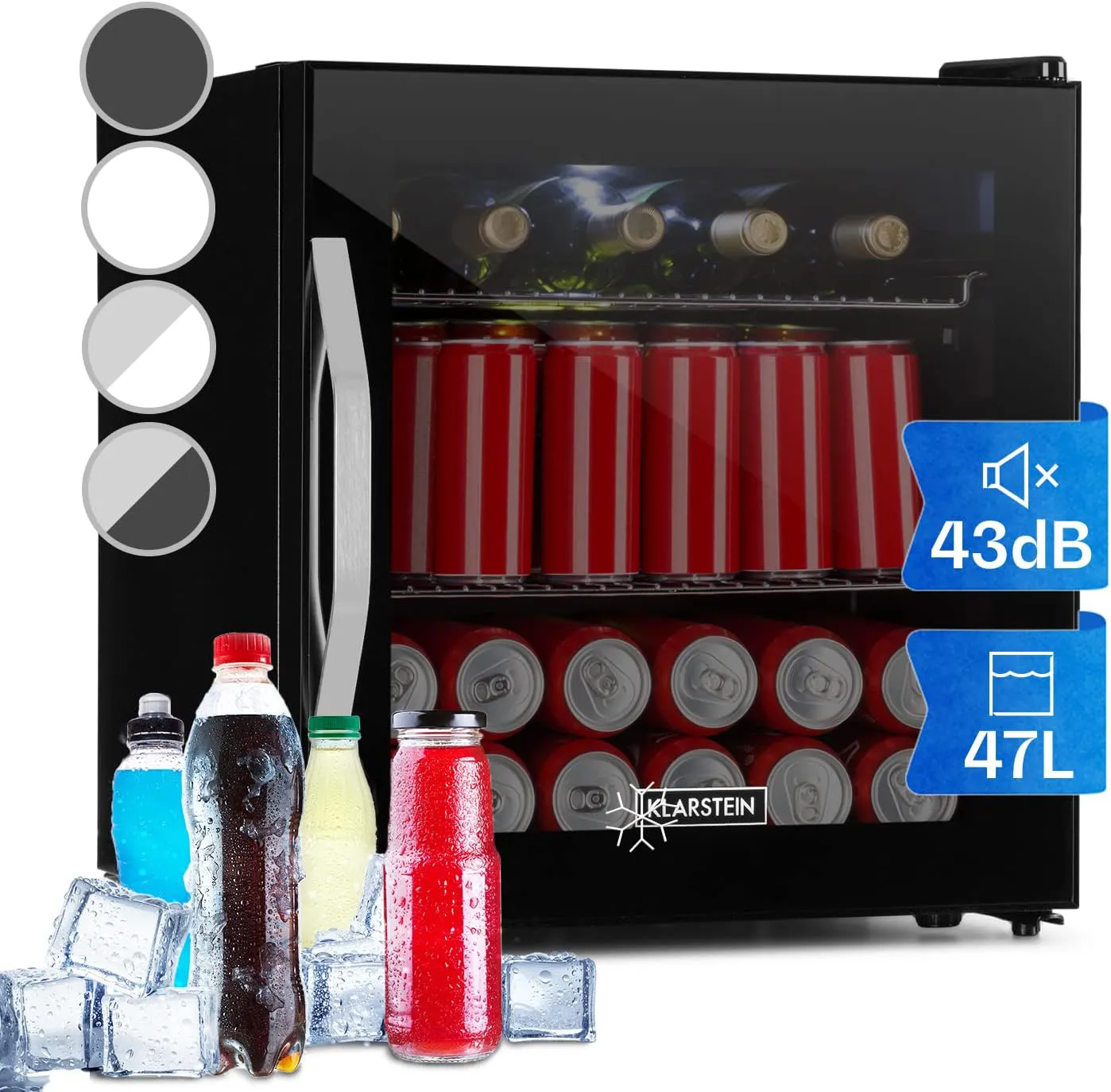 Bild von Klarstein Mini Kühlschrank mit Glastür und 47 Litern Fassungsvermögen, ideal für Getränke und leise im Betrieb