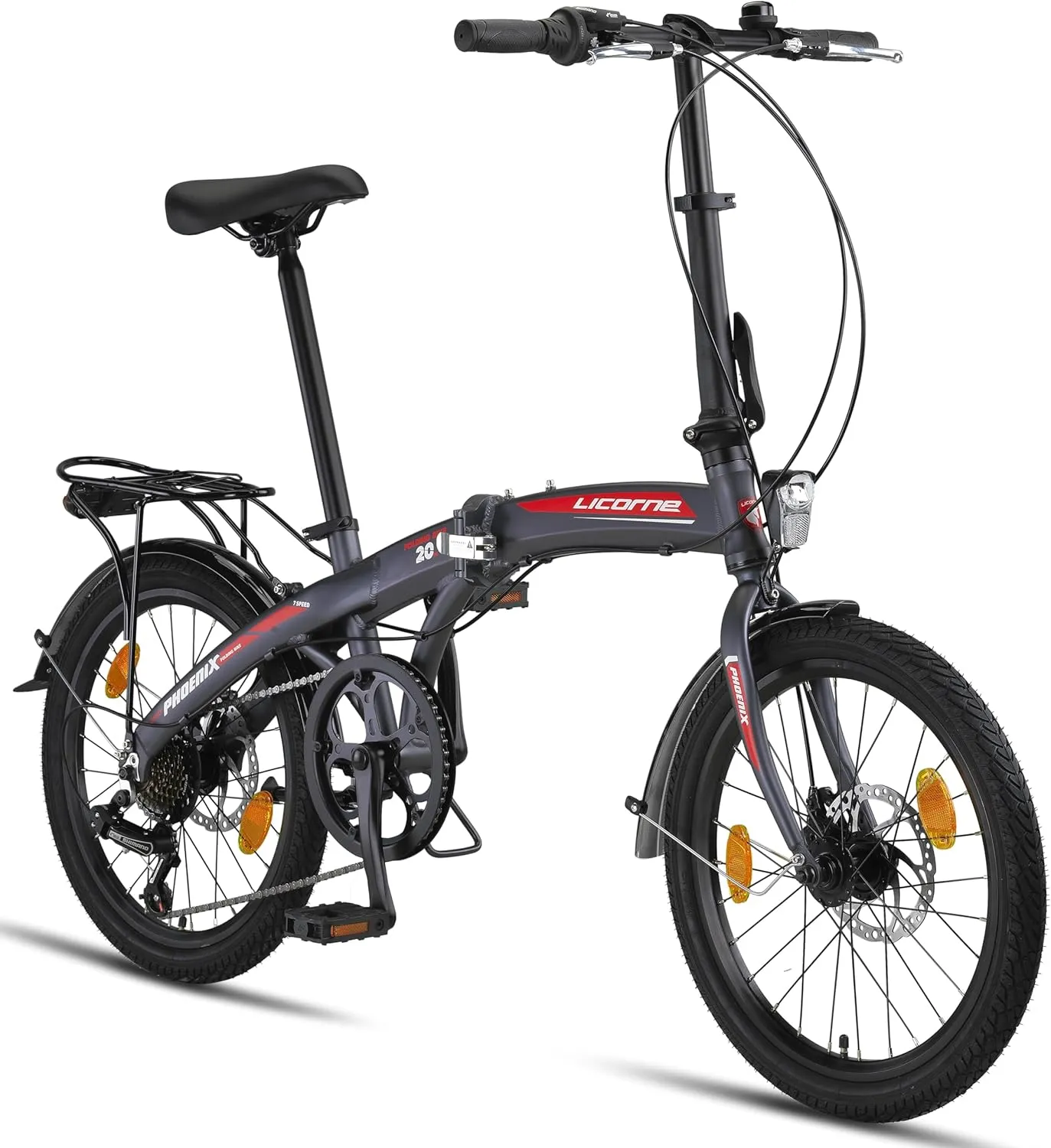 Bild von Licorne Phoenix 2D Faltbike mit 20 Zoll Aluminiumrahmen, 7-Gang Kettenschaltung und Scheibenbremsen für Herren und Damen