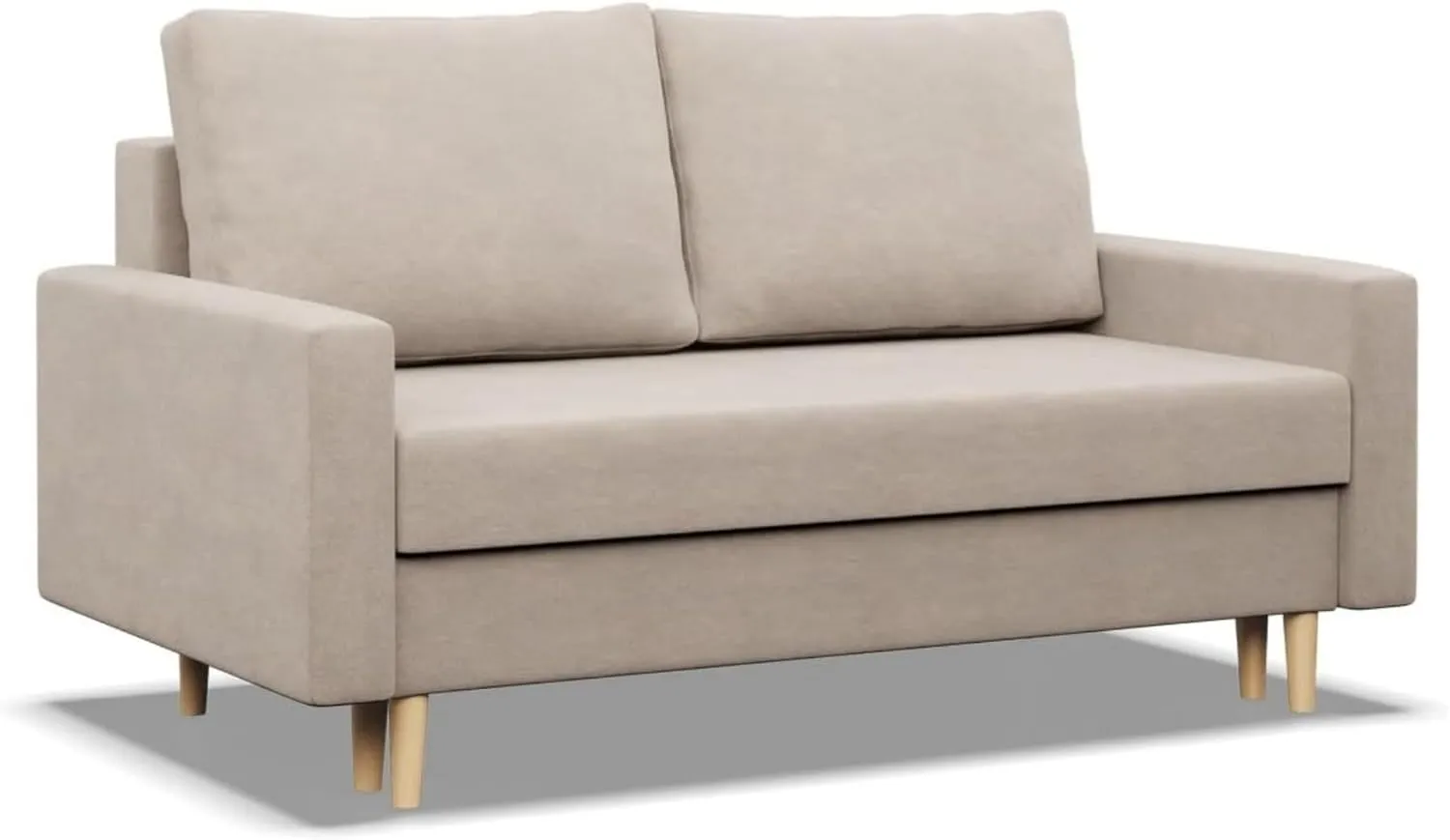 Bild von Mebligo Schlafsofa mit Schlaffunktion und Bettkasten in Beige, 152 cm breit