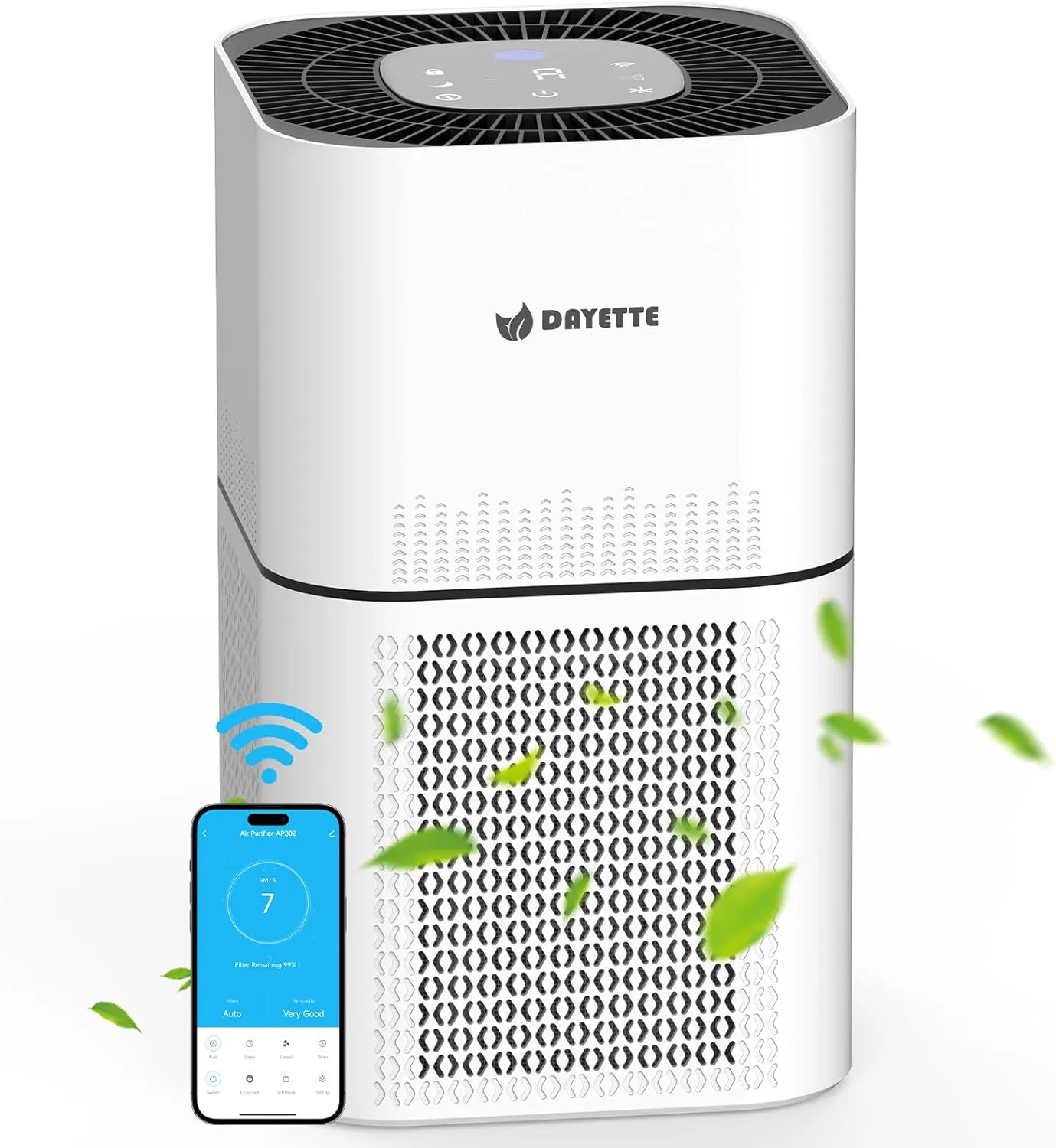 Bild von Multi-Zertifizierter Luftreiniger mit WiFi und APP, CADR 300 m³/h für Räume bis 120 m², ausgestattet mit Luftqualitätssensor, Timer und HEPA Filter gegen Gerüche, Tierhaare, Schimmel und Staub