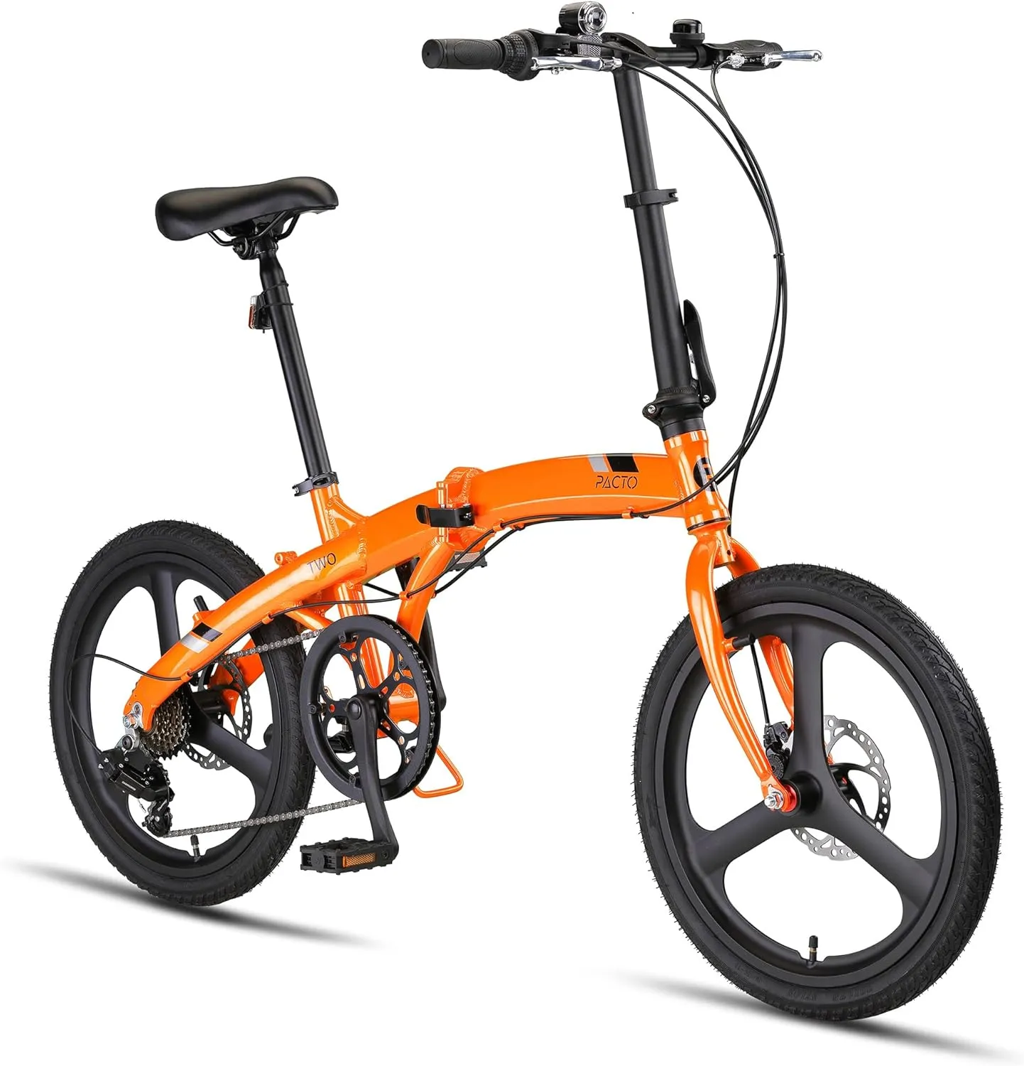 Bild von PACTO Two Klapprad 20 Zoll mit Aluminiumrahmen, 6 Gängen, Doppelscheibenbremse und LED-Licht, schnell faltbar in 10 Sekunden, Gewicht 13 kg