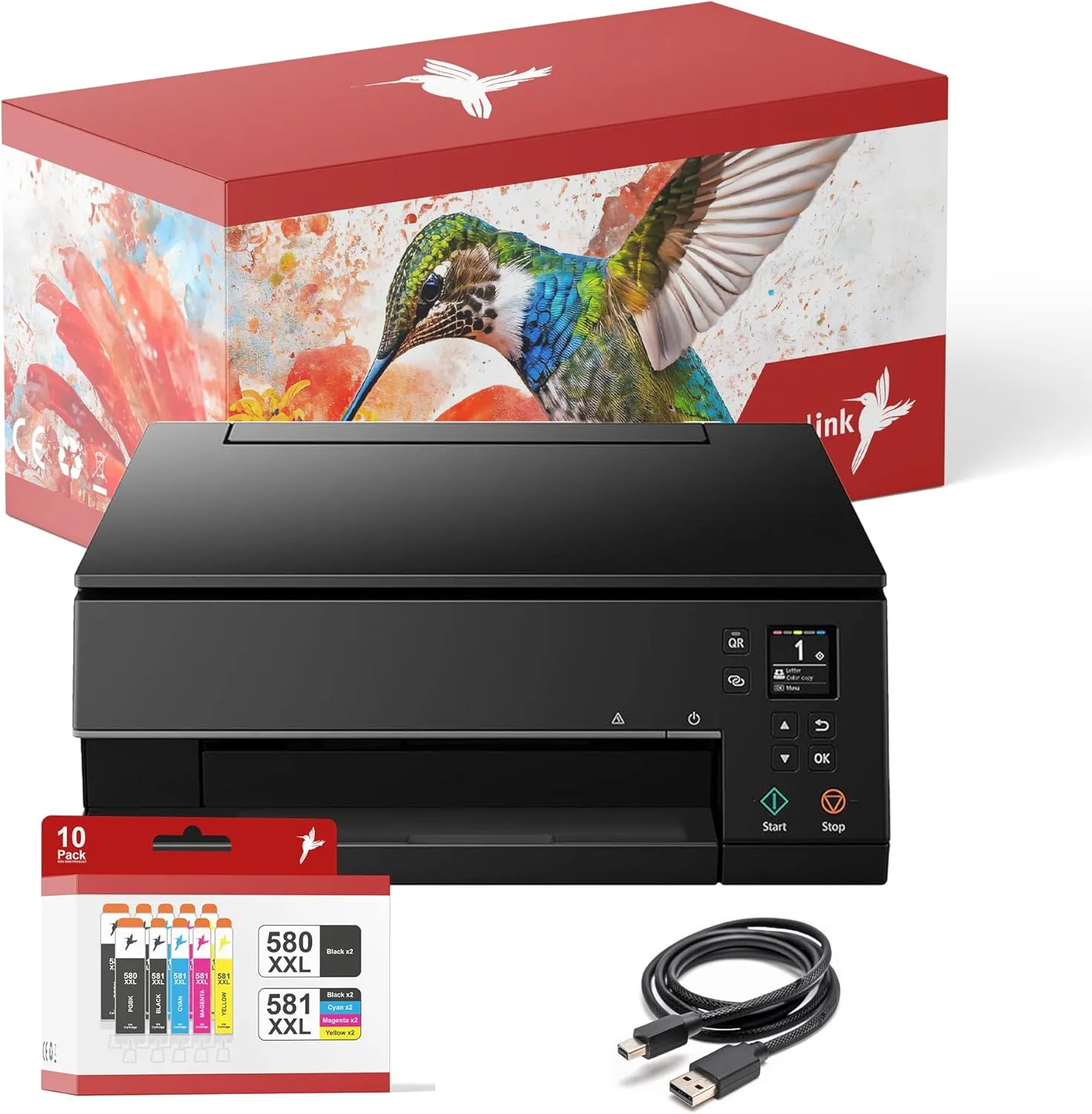 Bild von realink TS6350a Drucker Bundle mit Scanner, Kopierer und 10 XXL Druckerpatronen