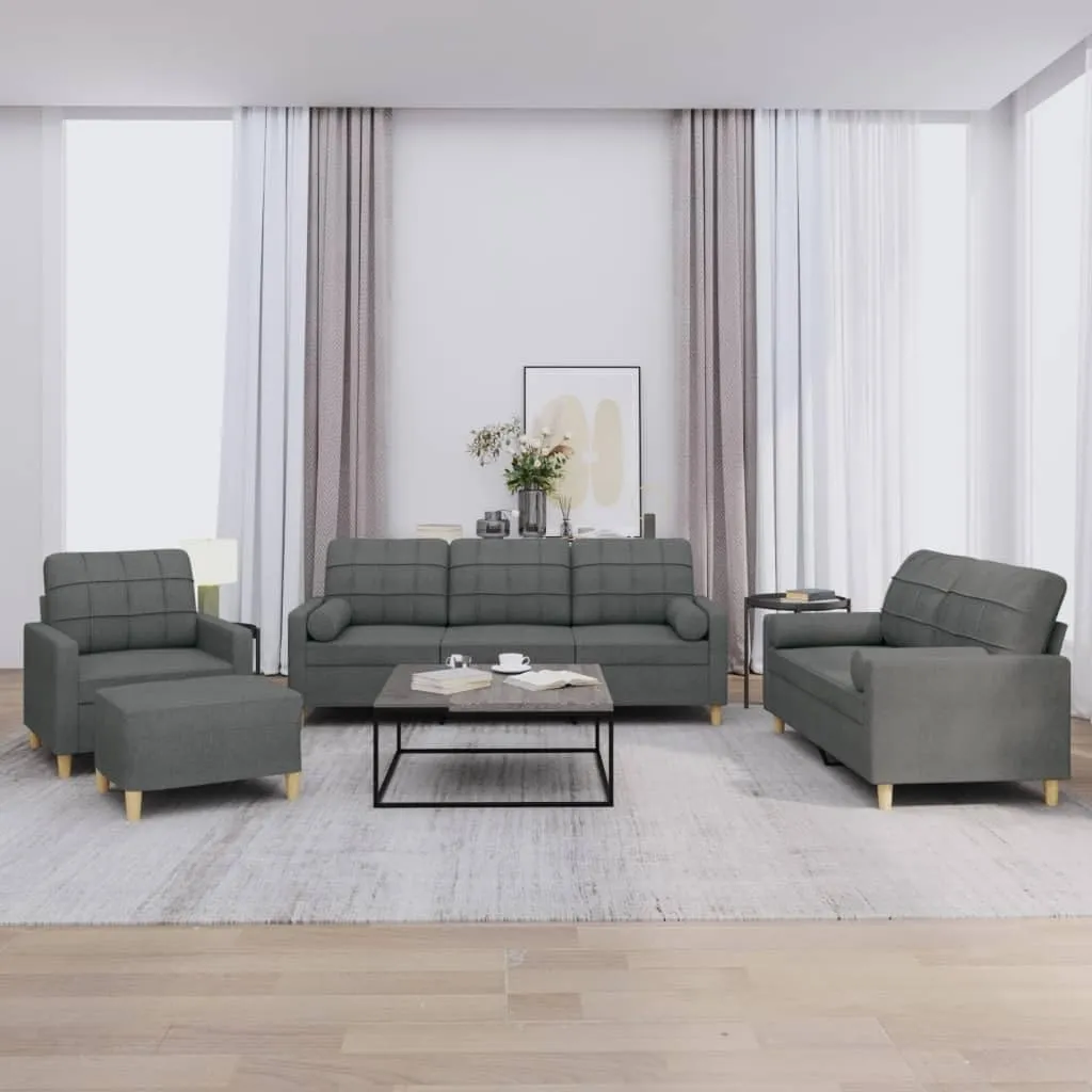 Bild von SECOLI 4-teiliges Sofa Set in Dunkelgrau für das Wohnzimmer mit 3-2-1 Konfiguration