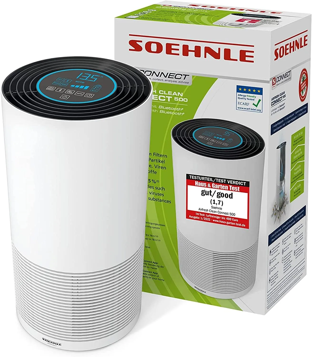 Bild von Soehnle Airfresh Clean Connect 500 Bluetooth Luftreiniger mit App-Anbindung und UV-Licht