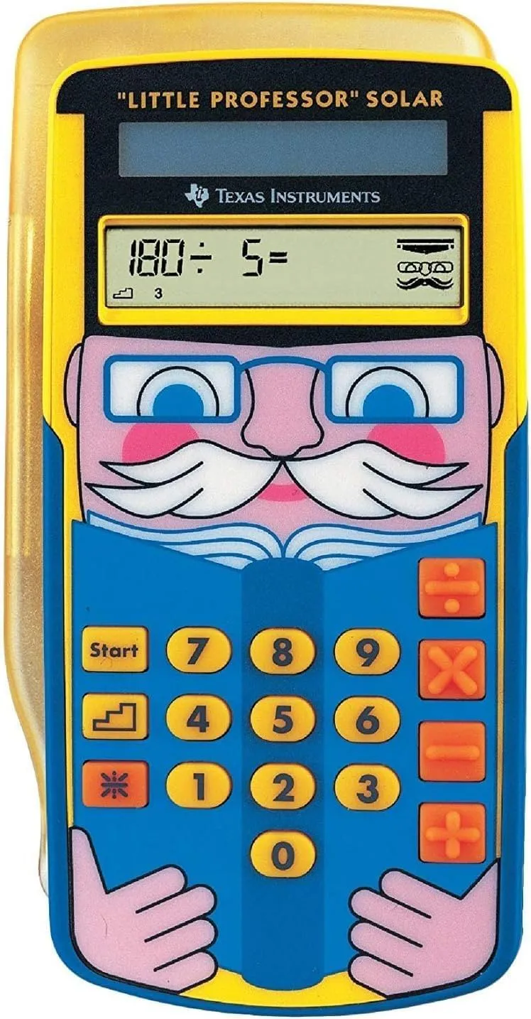 Bild von Texas Instruments Little Professor Rechentrainer in Gelb-Blau für Vor- und Grundschule mit 80000 Rechenaufgaben und Solarbetrieb
