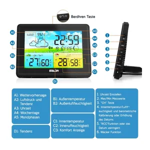 Bild von Wetterstation Funk mit Außensensor: Wettervorhersage & Mondphase