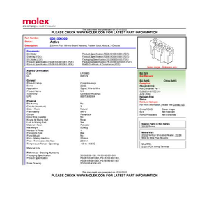 Bild von Molex Stiftgehäuse-Kabel mit 3 Polen und 2.50mm Rastermaß