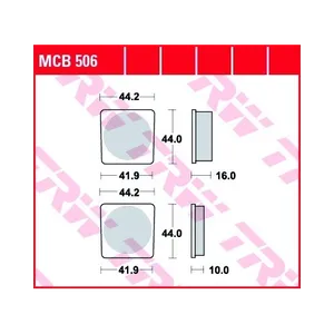 Bild von TRW Lucas Bremsbeläge organisch MCB506  44,2/41,9x44x10/16mm