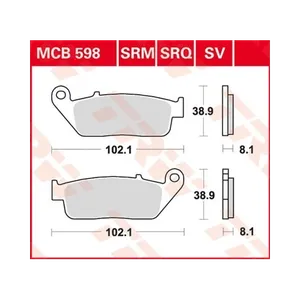 Bild von TRW Lucas Bremsbeläge Sintermetall Street MCB598SV 102,1x38,9x8,1mm