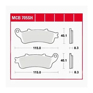 Bild von TRW Lucas Bremsbeläge Sintermetall Street MCB705SH 115x40,1x8,3mm