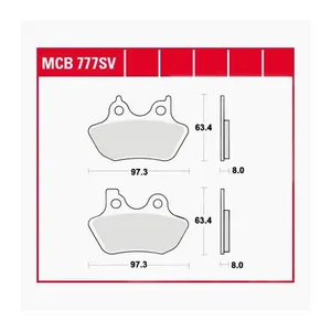 Bild von TRW Lucas Bremsbeläge Sintermetall Street MCB777SV 97,3x63,4x8mm