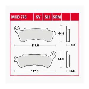 Bild von TRW Lucas Bremsbeläge Sintermetall Scooter MCB776SRM 117,6x44,9x8,8mm