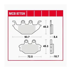 Bild von TRW Lucas Bremsbeläge Sintermetall Street MCB877SH 93,7/72,5x45,3x8,4/