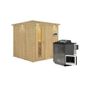 Bild von KARIBU Sauna »Valga« – 9 kW Bio-Kombi-Saunaofen für 4 Personen