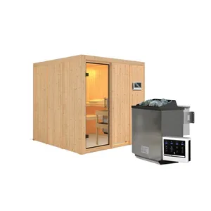 Bild von KARIBU Sauna »Valga«, 9 kW Bio-Kombi-Saunaofen für 4 Personen - beige