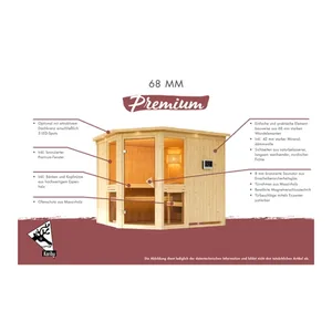 Bild von Karibu Elementsauna 'Amira 4' – Naturbelassen mit bronzierter Tür