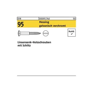Bild von Reyher Schraube 200er Pack Holzschraube 6 x 45 DIN 95 Linsensenkkopf Schlitz Messing
