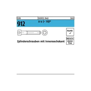 Bild von Zylinderschrauben DIN 912 A4 M10 x 180 – Edelstahl für höchste Ansprüche