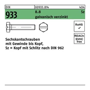 Bild von Reyher Sechskantschraube M 8 x 20 DIN 933 VG/Schlitz 200er Pack