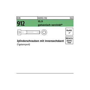 Bild von Zylinderschraube DIN 912 - M20x260 10.9 galvanisch verzinkt