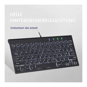 Bild von Perixx PERIBOARD-429 USB Deutsch schwarz - kabelgebundene Mini-Tastatur mit Hintergrundbeleuchtung