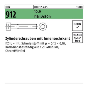 Bild von Zylinderschraube DIN 912 – M16 x 100, 10.9 flZnL/nc/x