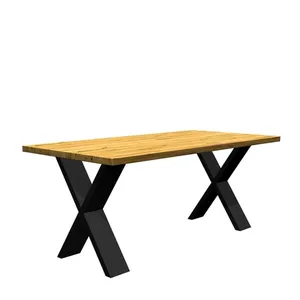 Bild von Massiver Tisch aus Eiche und Metall X Gestell in Schwarz