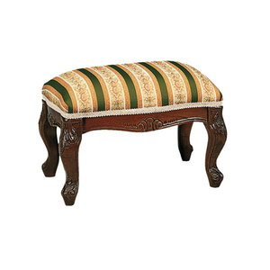 Bild von Fußhocker im Barock Design Beige Grün gestreift