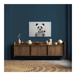 Bild von Bricoflor Maritimes Wandbild Panda Mit Pfeife – Leinwandbild für Wohnräume