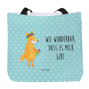 Bild von Mr. & Mrs. Panda Shopper Fuchs Blumen - Türkis Pastell