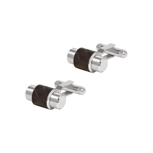 Bild von ARMANI Herren Manschettenknöpfe aus Edelstahl mit Leder