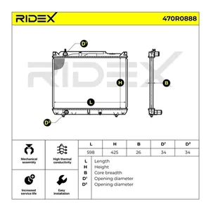 Bild von RIDEX Kühler Motorkühlung 470R0888 - Leistungsstarker Kühler für Ihren SUZUKI Grand Vitara